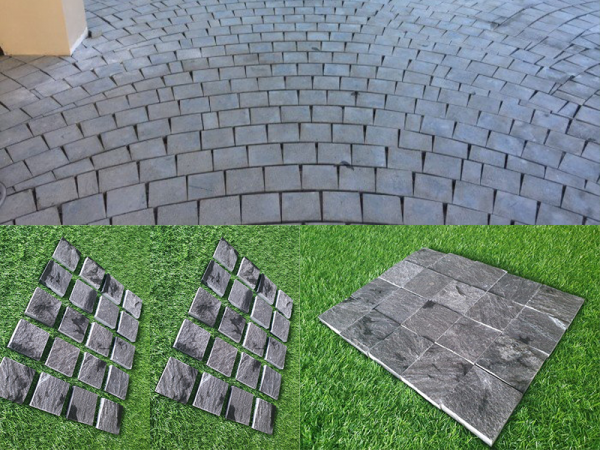 ĐÁ BAZAN LÁT SÂN 10x10x2 XANH ĐN CHẺ TAY